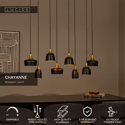 Lucide CHAYANNE - Pendant light - 8xE14 - Black